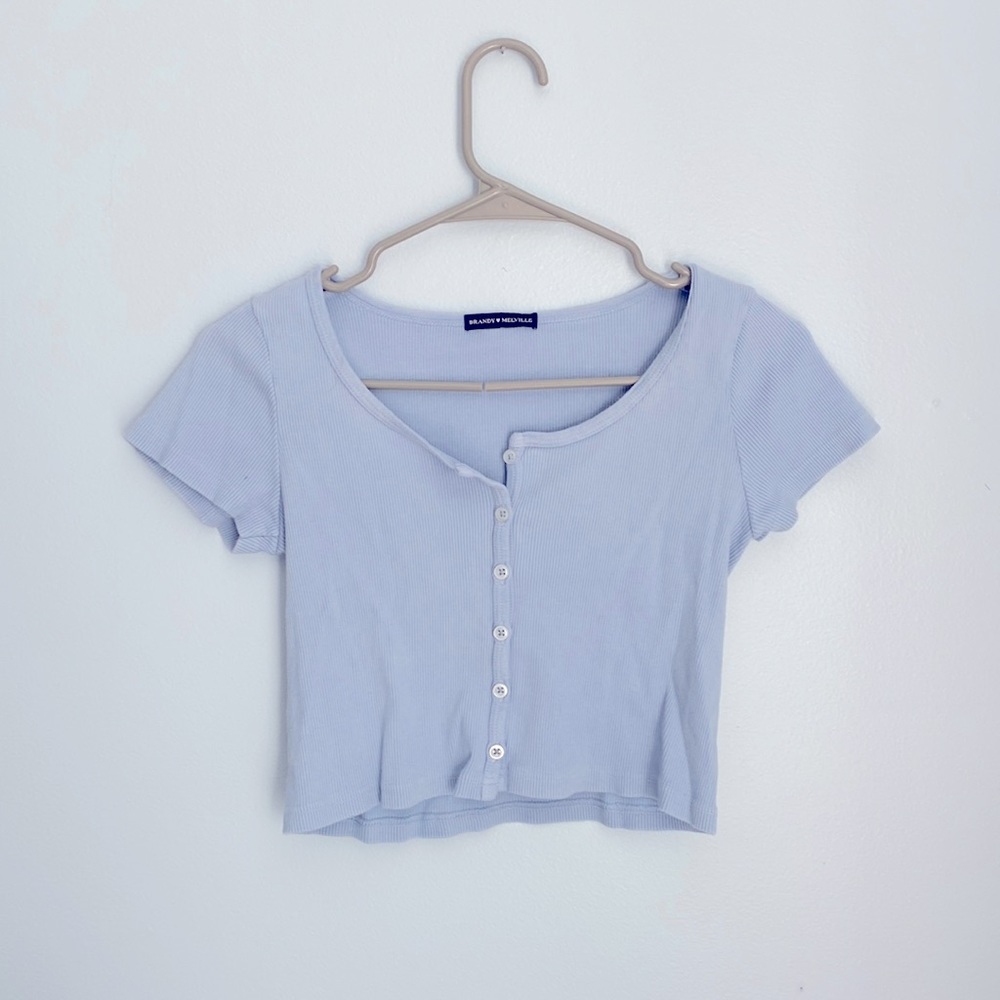 Cornflower blue button up from Brandy Millville